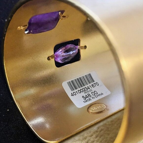 BRUSHED GOLD-TONE BRACELET WITH CABACHONS - Picture 4 of 4